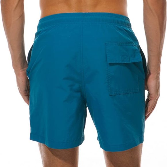 Brand New In Package Men's Peacock Blue Swim Trunks - SILKWORLD - Picture 7 of 7